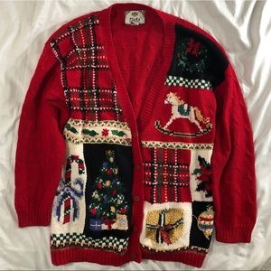 Vintage Tiara Ugly Christmas Sweater Cardigan